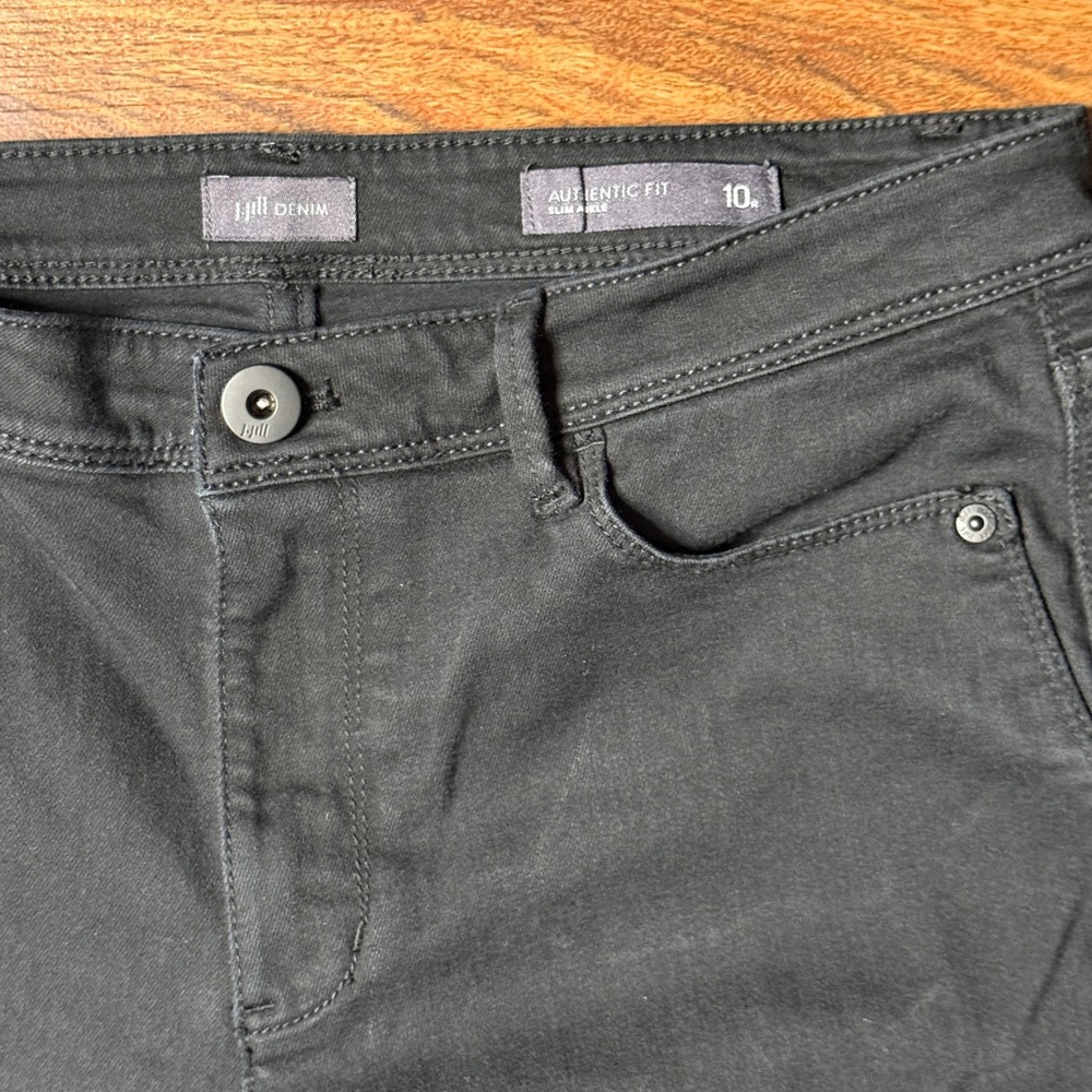 J. Jill Authentic Fit Slim Ankle Pants Womens 10R Black Cotton Blend Stretch